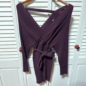 Windsor Deep Purple V-Neck Wrap Sweater